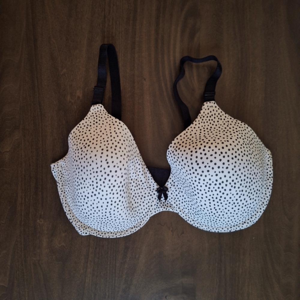 ❤Maidenform 36DD 36E Bra Adjustable Straps Polka-dot Front Bow Back Closure NWOT